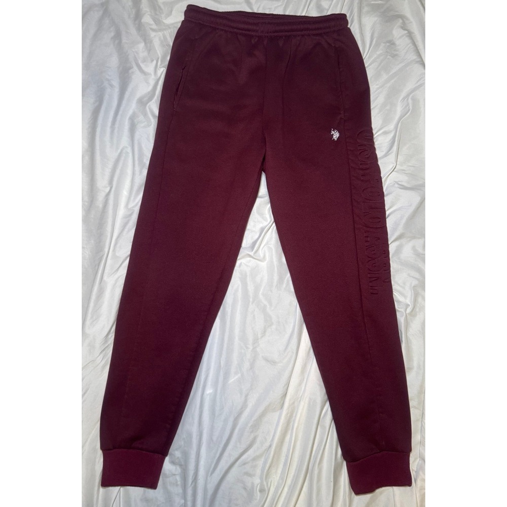 U.S. Polo Assn. Embossed Feel Dry Joggers Mens Medium Burgundy Sweatpants